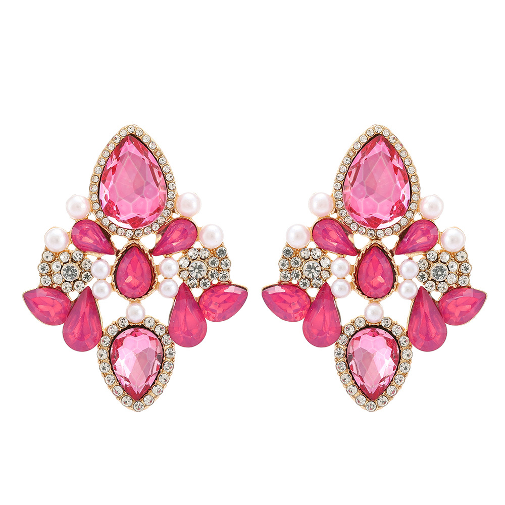 Retro Lady Simple Style Water Droplets Rhinestone Inlay Artificial Gemstones Women's Drop Earrings display picture 5