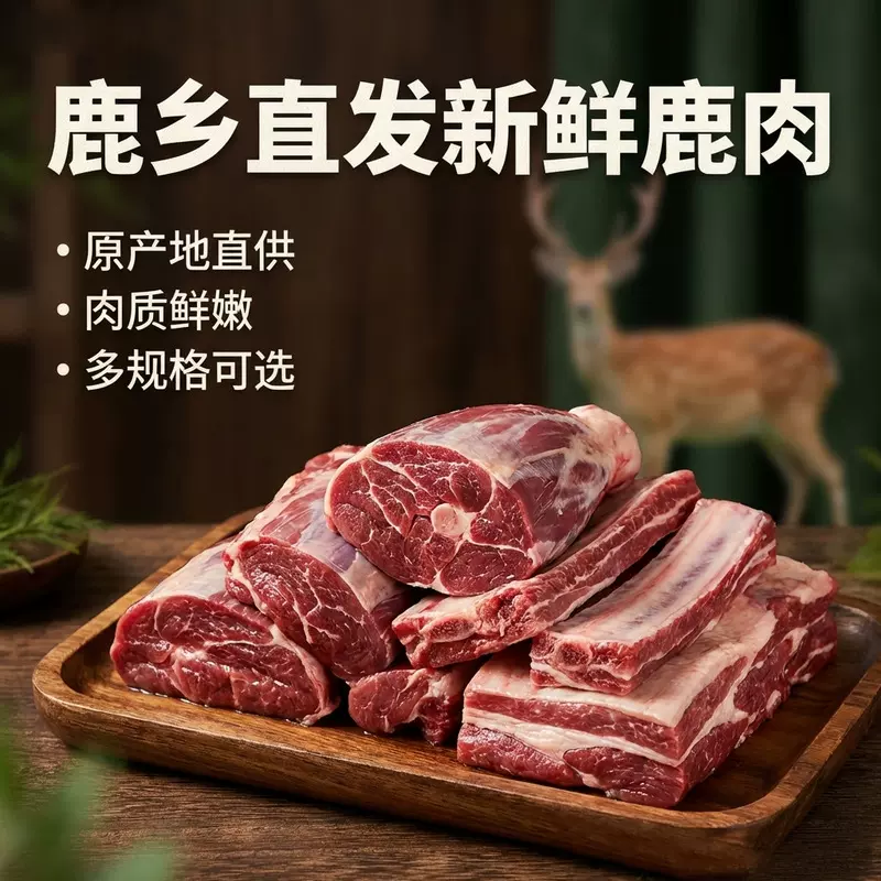 厂家直销鹿肉鹿腱子鹿皮腩鹿排鹿排骨鹿里脊鹿腿肉鹿乡直发冷链