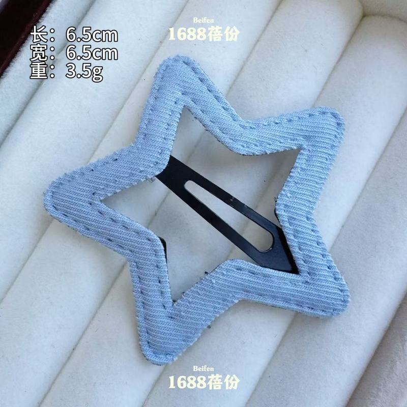 牛仔蓝星星云朵发夹女侧边碎发刘海夹后脑勺bb夹简约气质发卡头饰|undefined