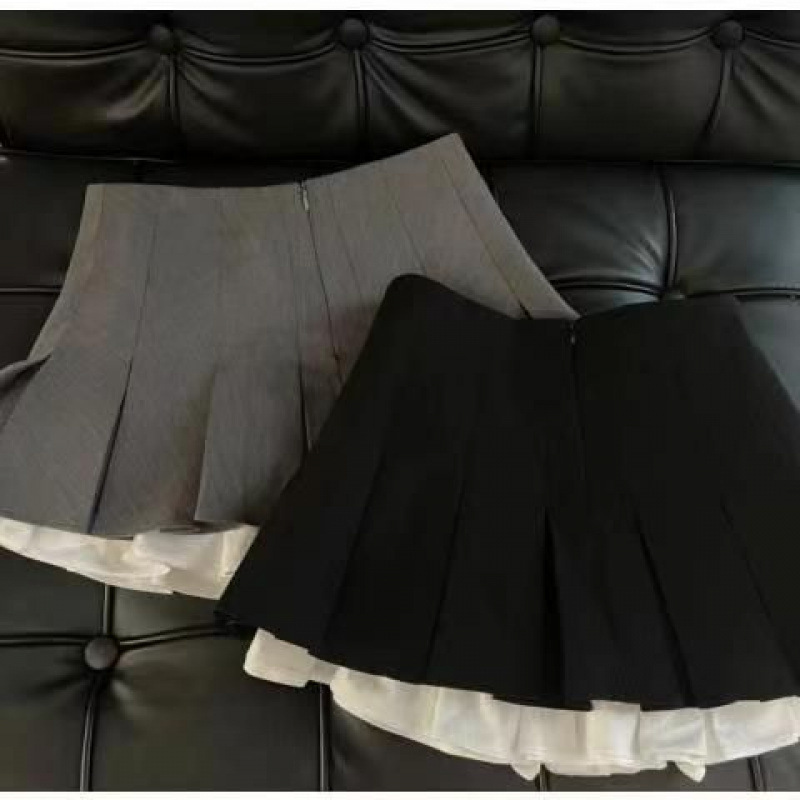 Hot Girl Petite New Pleated Skirt High-Waisted Design Lettering Short Skirt Ruffled Versatile Skirt Pure Lust Style