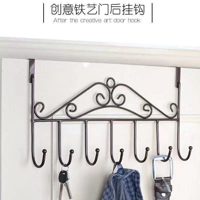 Han Yue Creative Iron Art Door Hook Rack with 8 Hooks - Wall Mounted Organizer