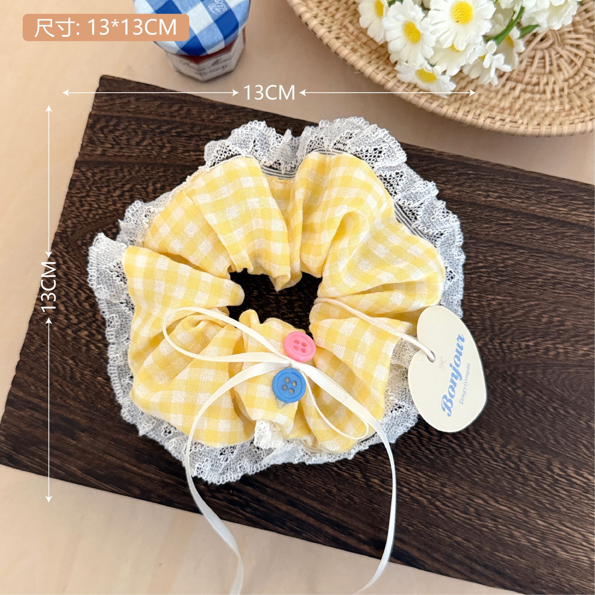 Estilo coreano de alta apariencia de encaje de intestino grueso banda de pelo accesorios para el cabello cuerda de pelo de corazón de niña de todo fósforo pequeño Qing nuevo tocado de cola de caballo de gran altura al por mayor