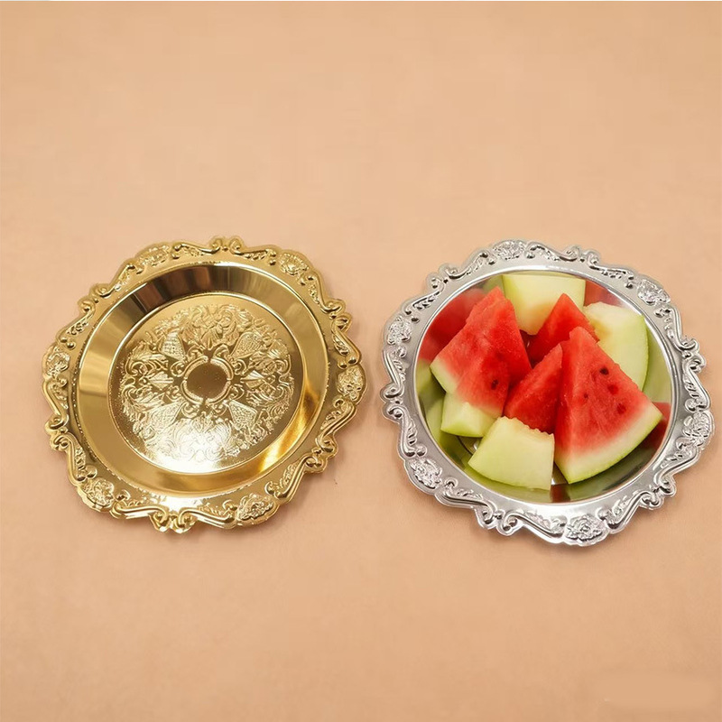 European-style Silver Plated Home Decoration Cake Tray Fruit Plate Dim Pot Fashion Party Supplies