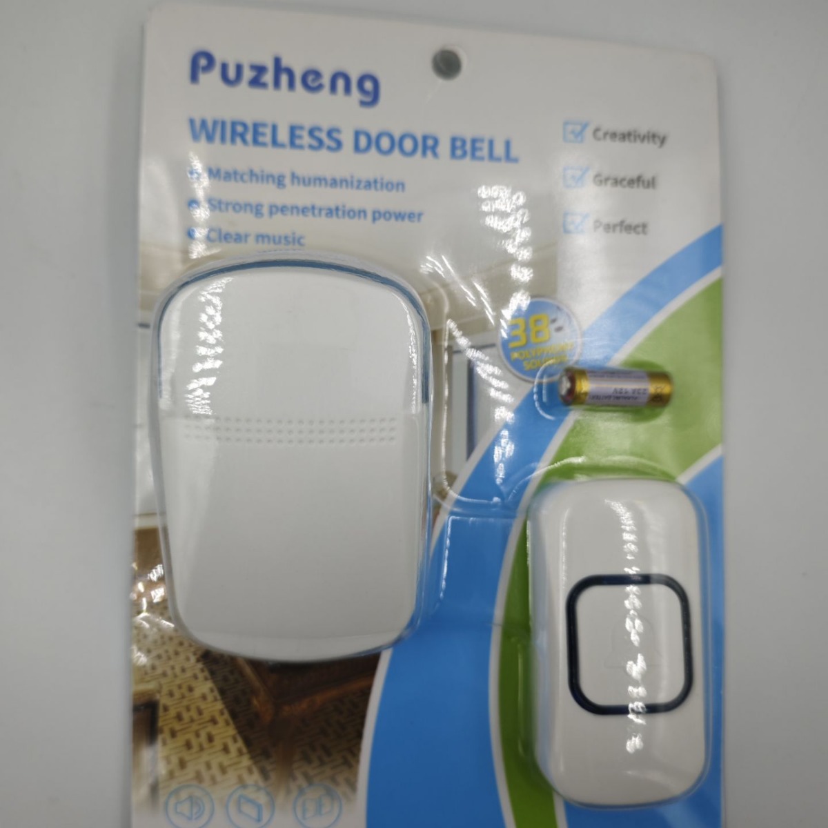 厂家直销家用无线门铃交流数码音乐门铃一拖一呼叫器遥控门铃跨境