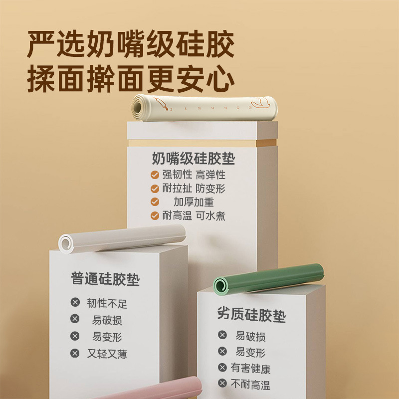 Stainless steel food-grade silicone kneading mat with cartoon patterns, thick anti-slip dough mat baking mat