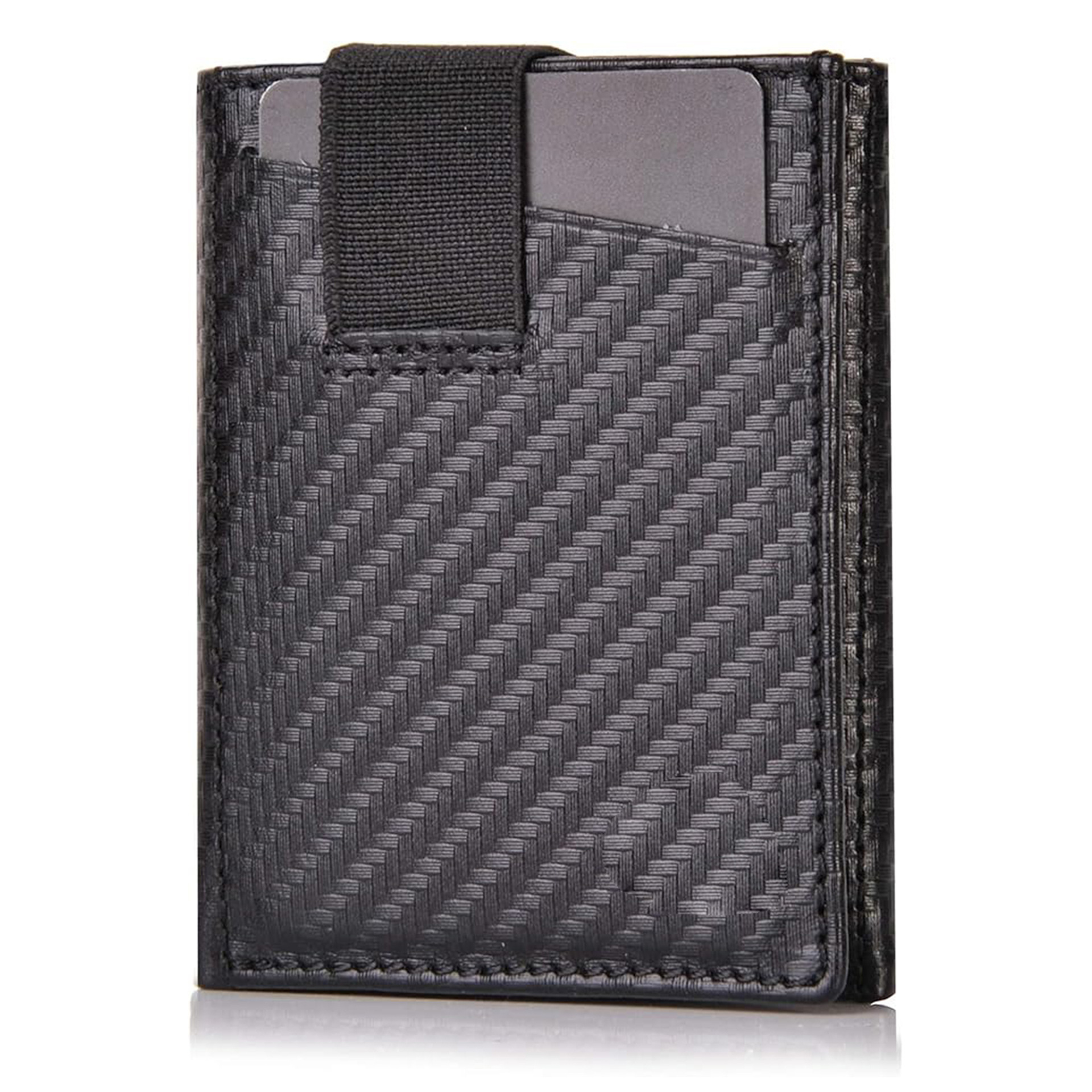 Cartera multi-tarjeta ultrafina transfronteriza personalizada para hombres con bolsa de tarjetas elástica RFID anti-robo multifuncional cartera de cuero