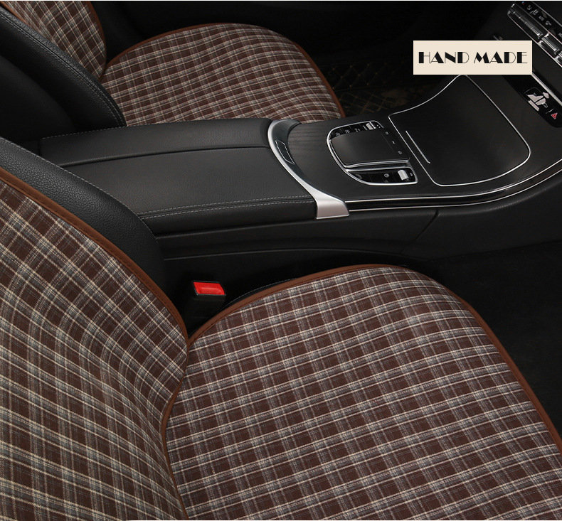 Retro Plaid Simple Breathable Four-Season Car Seat Cushion Suitable for Audi A3 A4L A5L Q3 Q5L Q2