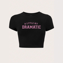 2025夏INS新商品女装y 2k修身臍ファッションスローガンアルファベット半袖tシャツ甘辛臍上