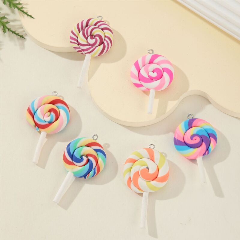 Soft Pottery Lollipop with Sheep Horn Stud Keychain Pendant Bag Earrings Earrings Pendant DIY Creative Gift Soft Pottery Lollipop with Sheep Horn Stud Keychain Pendant Bag Earrings Earrings Pendant DIY Creative Gift