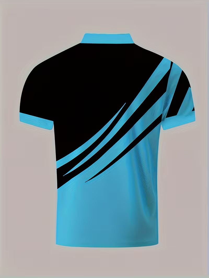 Fuente de fábrica de hombres transfronterizos Amazon nuevo casual de manga corta con solapa polo a rayas de color para diseñar