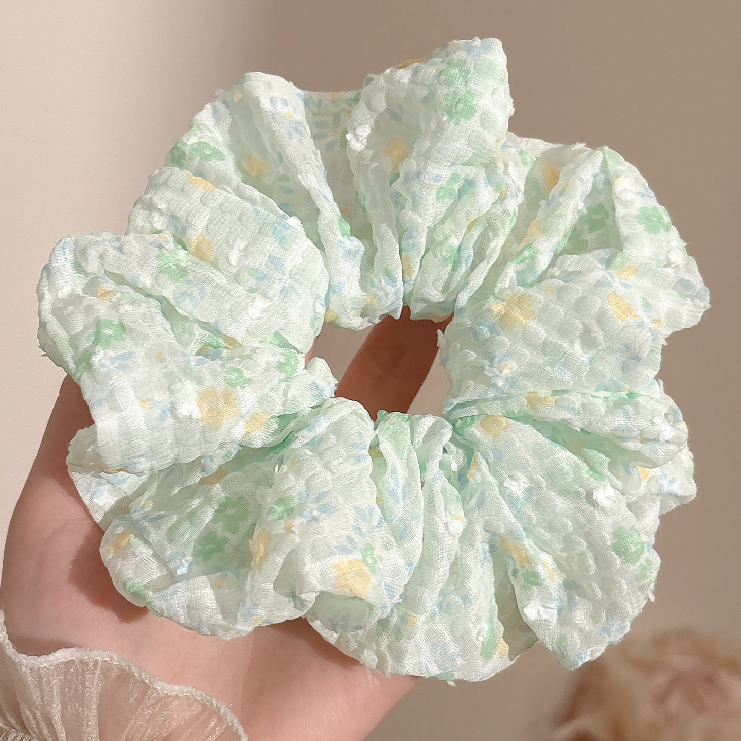 2026 nuevo estilo coreano super grande anillo de pelo intestino grande niñas de alto nivel de sensación de cabello de flores cuerdas de cabello de cordón de goma adornos para el cabello