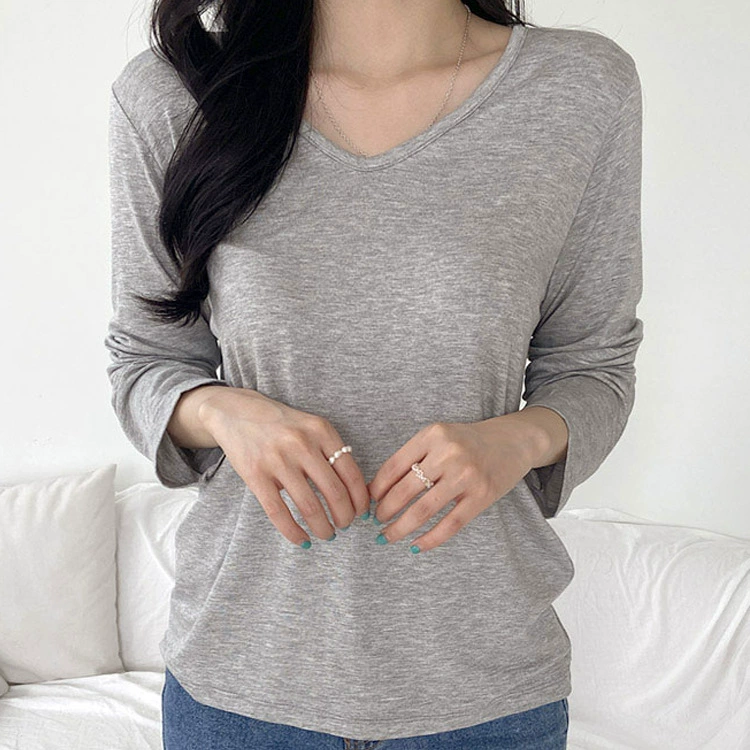 Весенне-осенняя рубашка больших размеров с длинными рукавами 200 Jins 300 Jins 300 Jins, серая футболка с V-образным вырезом и длинными рукавами, осеннее платье