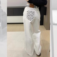 女士提花牛仔裤高街2025夏季新款拖地显瘦宽松长裤子阔腿爆款ins