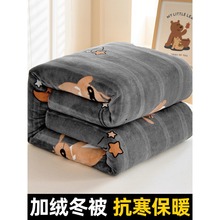 牛奶绒被子冬被加绒加厚保暖冬季棉被10斤宿舍单人被芯带被套一体