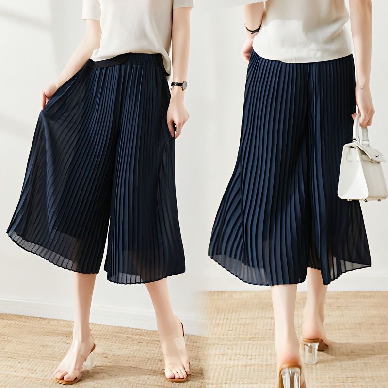 6092 # Heavy-Duty Three-Dimensional Pleated Wide-Leg Pants, Loose High-Waisted Elastic Waist Skirt Pants, Summer Thin Cropped Pants Skirt 6092 # Heavy-Duty Three-Dimensional Pleated Wide-Leg Pants, Loose High-Waisted Elastic Waist Skirt Pants, Summer Thin Cropped Pants Skirt