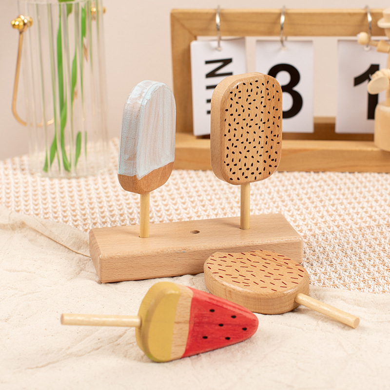 Beech log helado donut helado Kegel niños casa de madera olla traje