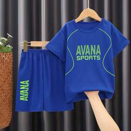 儿童新款短袖套装中大童运动服男童女童休闲夏装速干衣夏季两件套