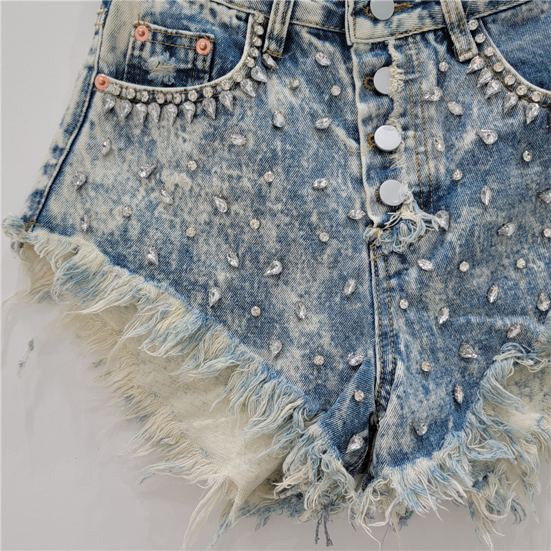 Women's Daily Streetwear Solid Color Shorts Diamond Jeans display picture 6