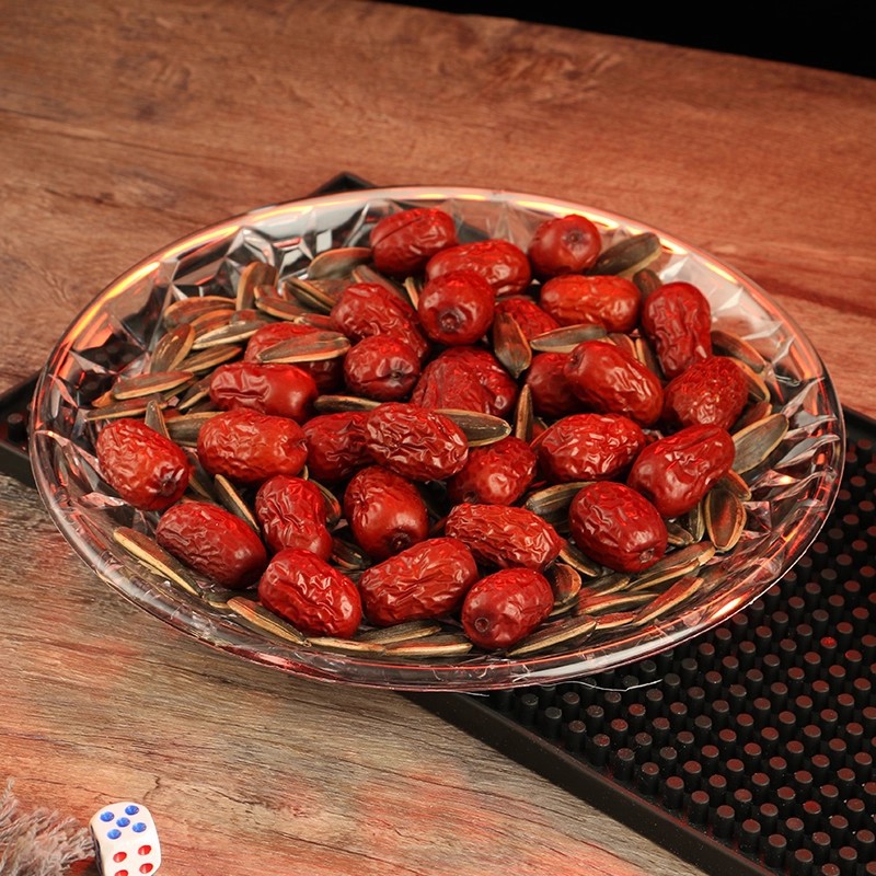 Acrílico plato de fruta bar KTV plato de fruta grande redondo transparente merienda melón semillas plato creativo patrón de plástico plato de fruta