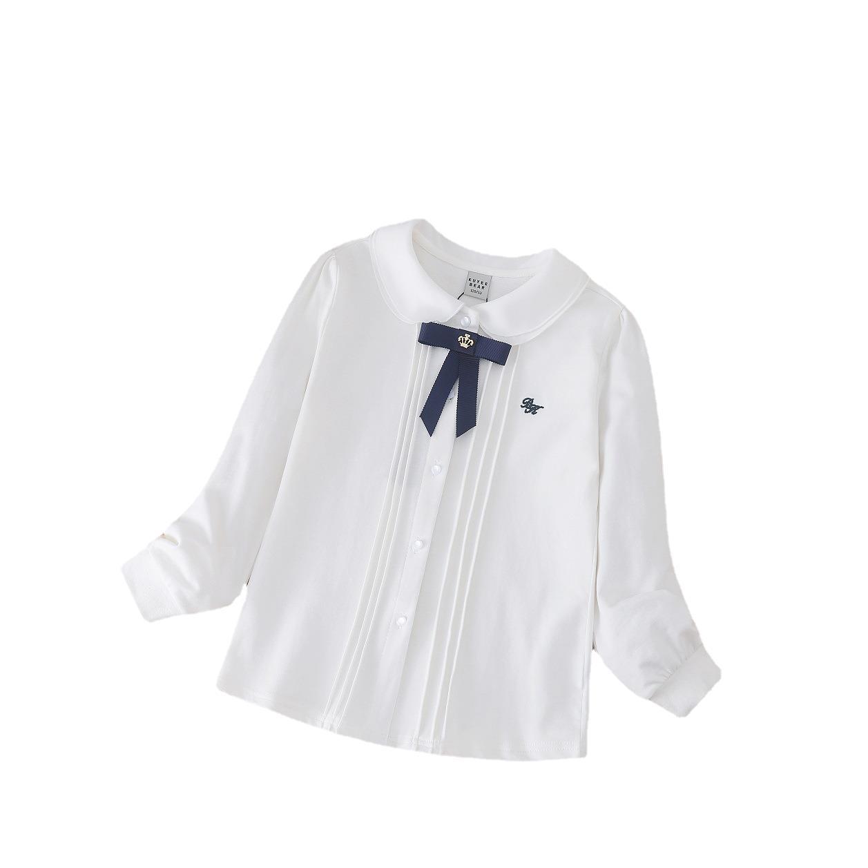 Camisa de las niñas de manga larga primavera camisa blanca de los nuevos niños camisa de la muñeca de algodón