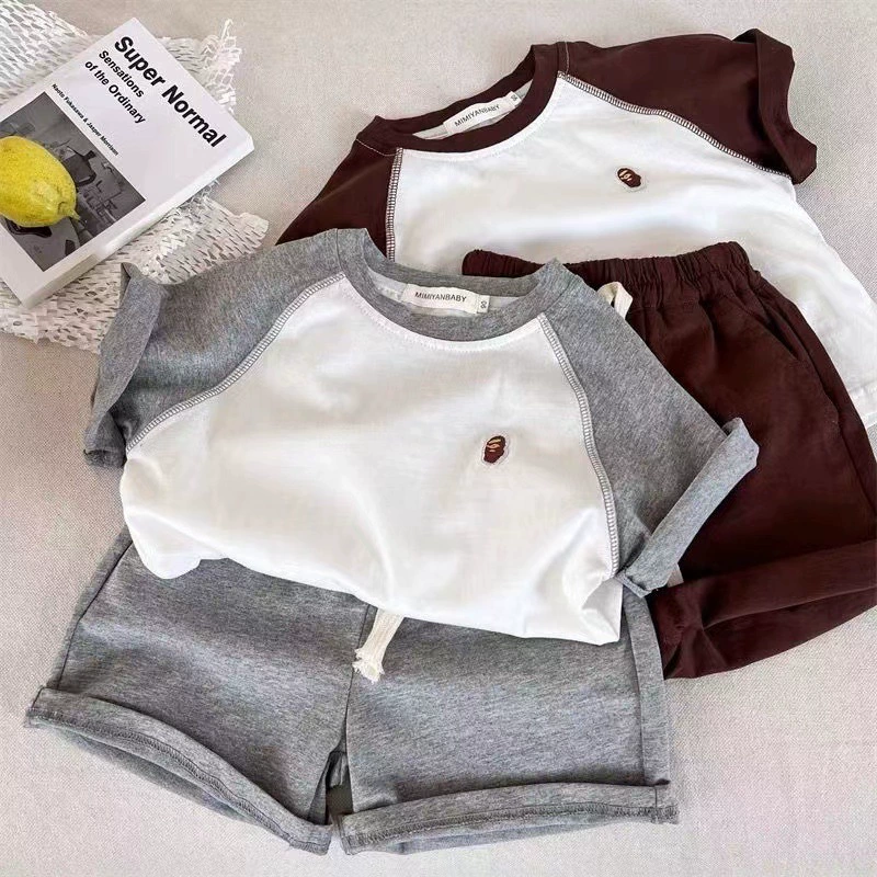 Детский летний спортивный комплект, хлопковая футболка и шорты, для мальчиков, размеры по росту 80–130 см