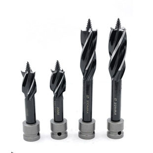 Electric Wrench Drill Bit Woodworking Hole Opener Expansion Drill Four-Blade Four-Groove Wood Board Drilling Special Drill Bit