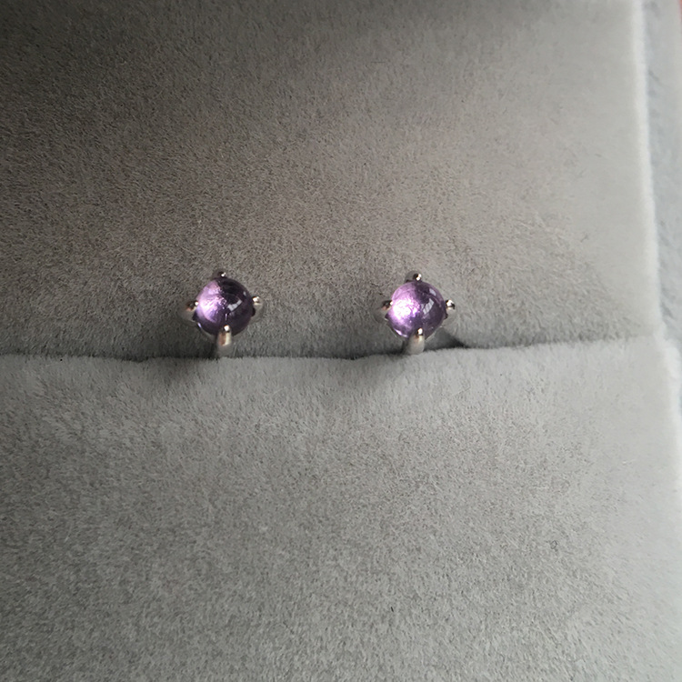 포도 하드 캔디 3MM 천연 자수정  도금 플래티넘 이어 이어 네일 네일 레드 마노