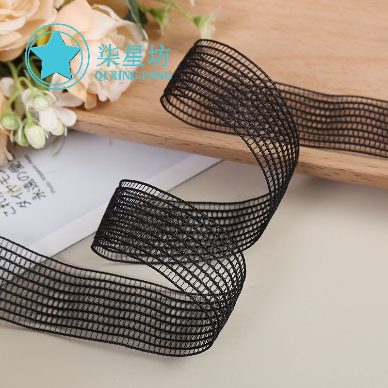 批发弹力网格透明鱼丝带网形渔网拉力带网丝松紧带服装织带厂家