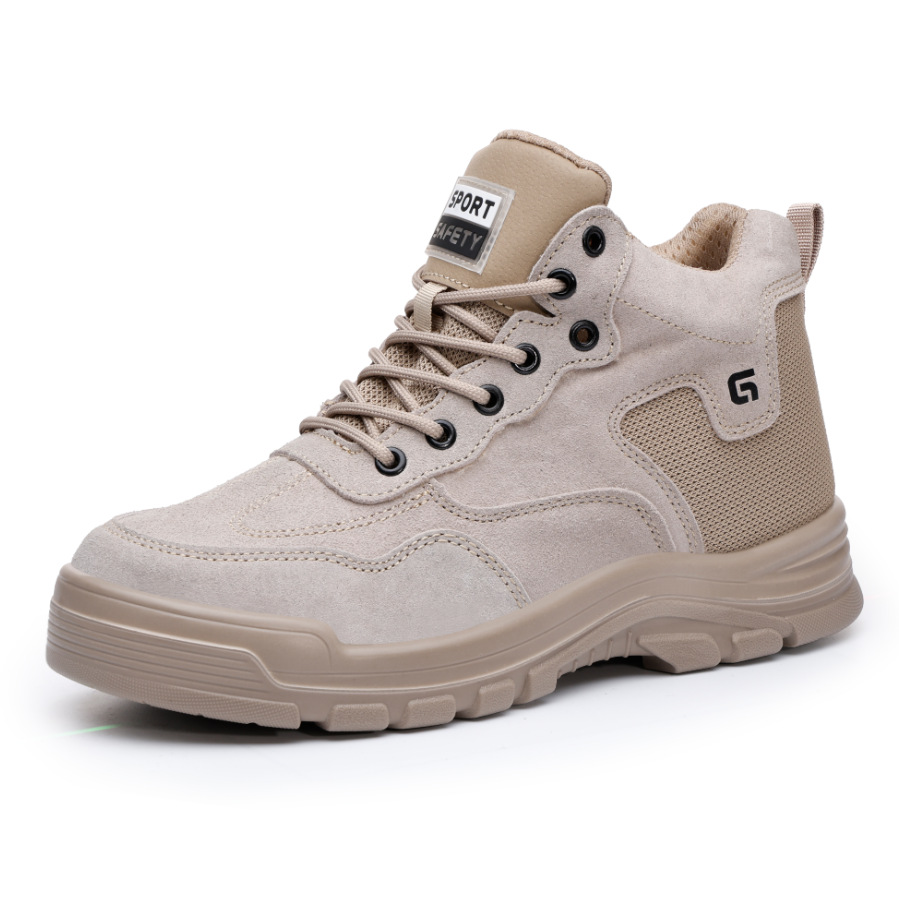 Zapatos de seguridad de caña alta para hombre, transfronterizos, cómodos para todas las estaciones, anti-aplastamiento, anti-pinchazos, con puntera de acero, zapatos de trabajo de seguridad, zapatos de trabajo de protección.