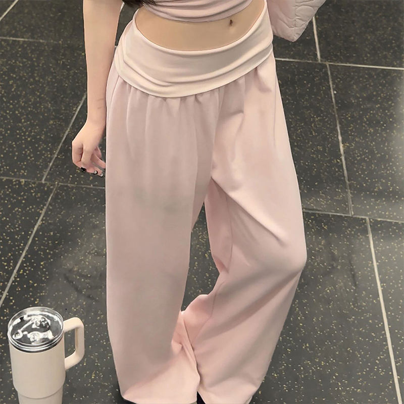 Pink High-Waisted Sports Pants for Women, Summer Thin Casual Loose Straight-Leg Slimming Fitness Yoga Wide-Leg Pants Pink High-Waisted Sports Pants for Women, Summer Thin Casual Loose Straight-Leg Slimming Fitness Yoga Wide-Leg Pants