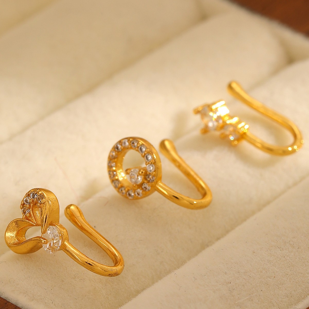 Anello al naso in zircone a forma di u senza foro rame_voghion.com