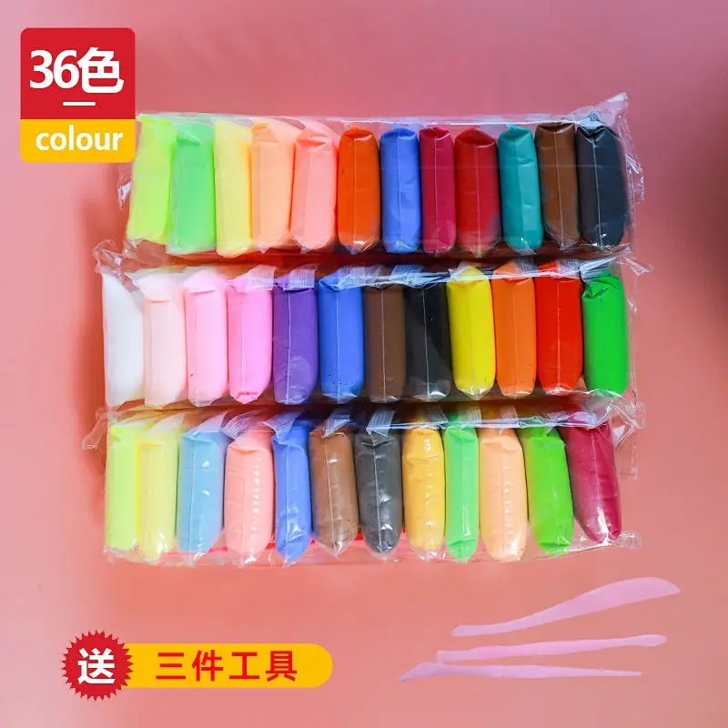 36 colores de arcilla para niños molde de goma de plástico hecho a mano espacio color de barro jardín de infantes DIY al por mayor arcilla de cristal