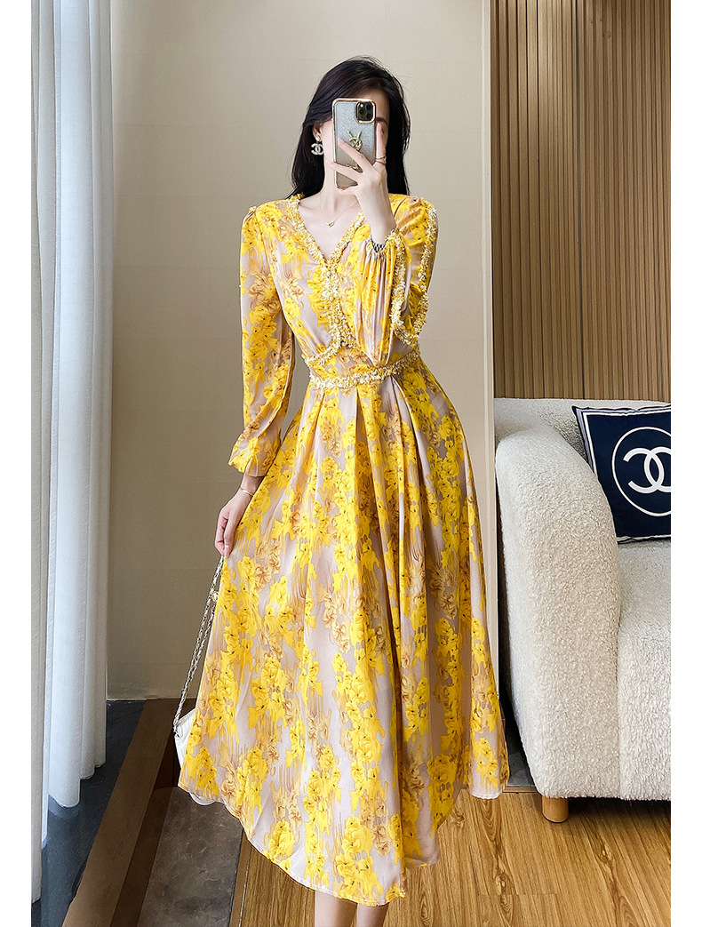 C3149 1250K VÁY ĐẦM LIỀN THÂN NỮ DONTDHI DÁNG CHỮ A MÙA XUÂN THU ĐÔNG HỌA TIẾT HOA THỜI TRANG NỮ VẢI VOAN G04 SẢN PHẨM MỚI