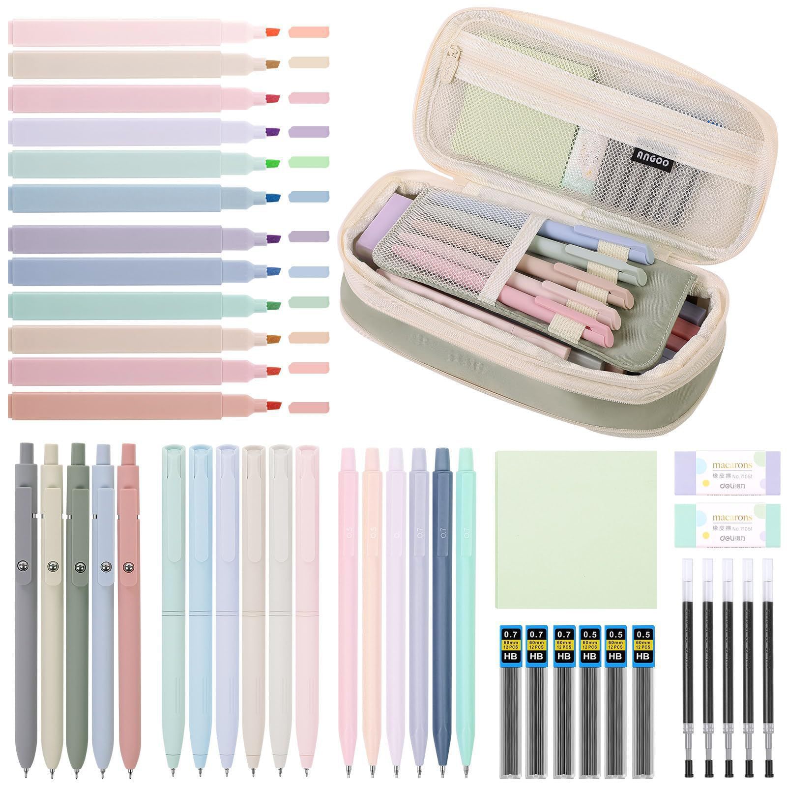 (Cross-border trading), (Wholesale), rollerball pen for students, teaching stationery, school set, capacious pencil case, wide color palette 3