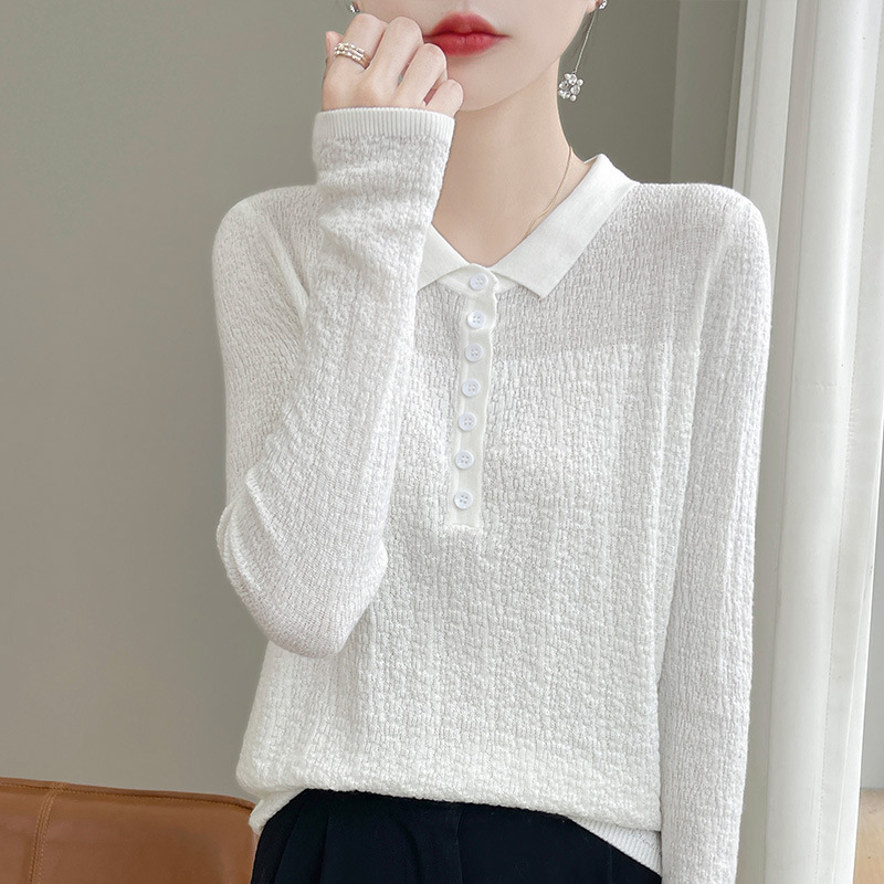 Lapel Knit Sweater Top for Women, Autumn 2025 New Women's Outerwear Sweater, High-End Versatile Stylish Base Shirt