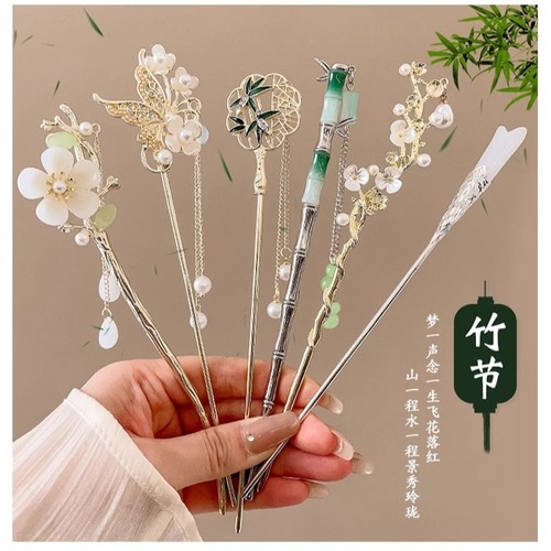 Tassel ancient style hairpin for women with updo hairpin, high-end cheongsam wooden hairpin for women, new Chinese flower hairpin hair accessories wholesale