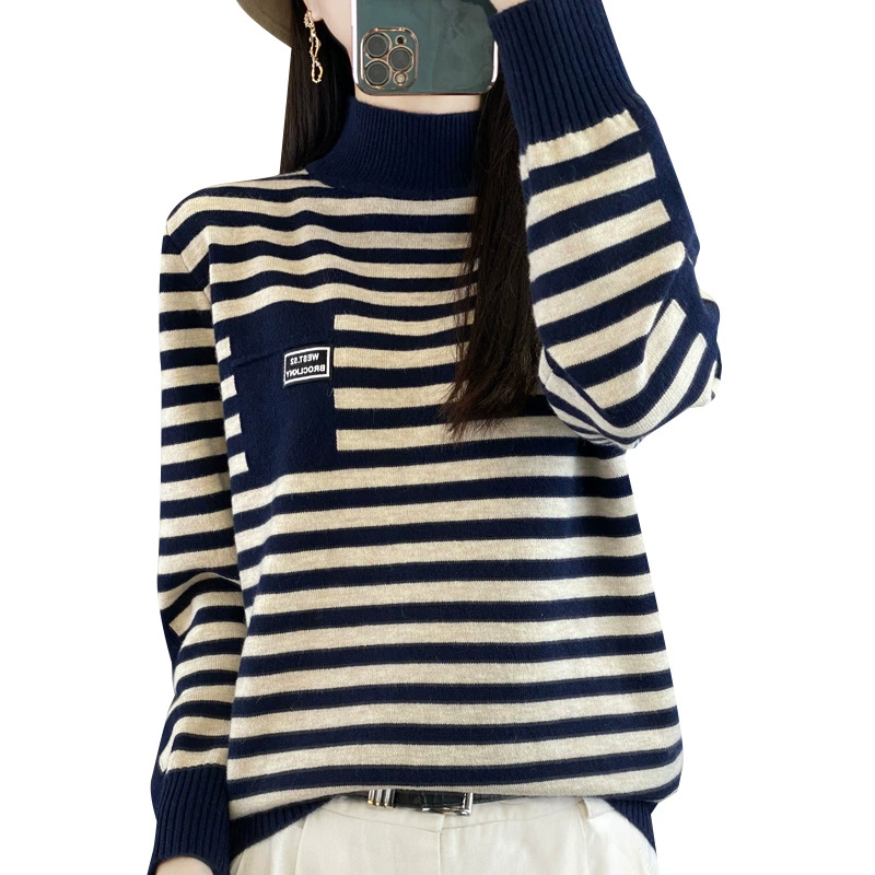 Knitted sweater, high collar, oversize