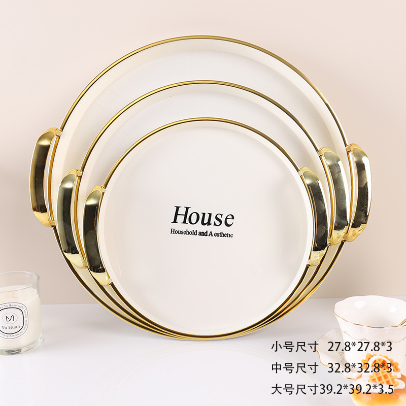 Fruit tray cross-border direct supply foreign trade tray three-piece plastic PET square round oval household commercial tray