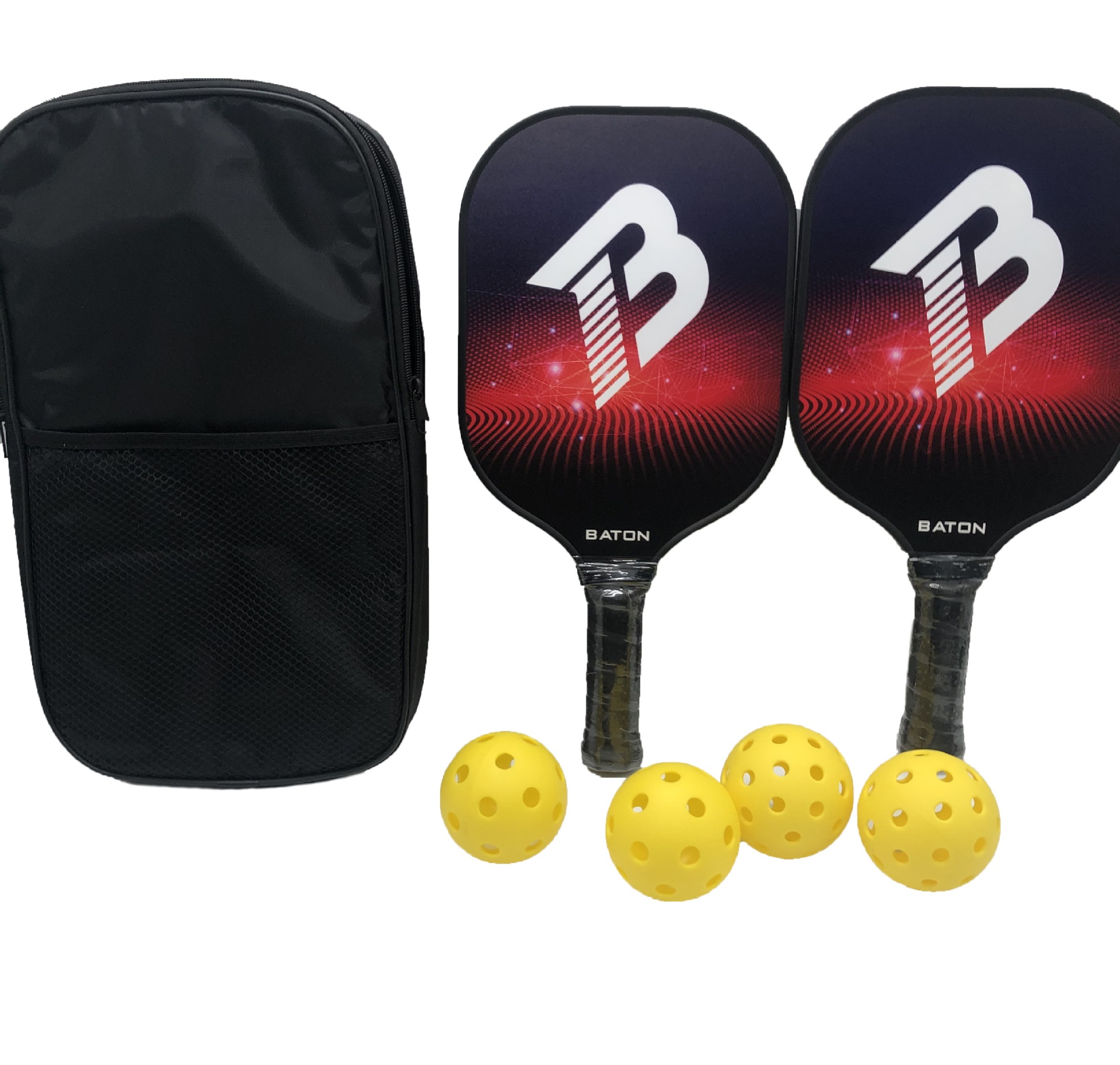 레드 피클볼 라켓 세트 [라켓 2개 + 공 4개 + 가방 1개]