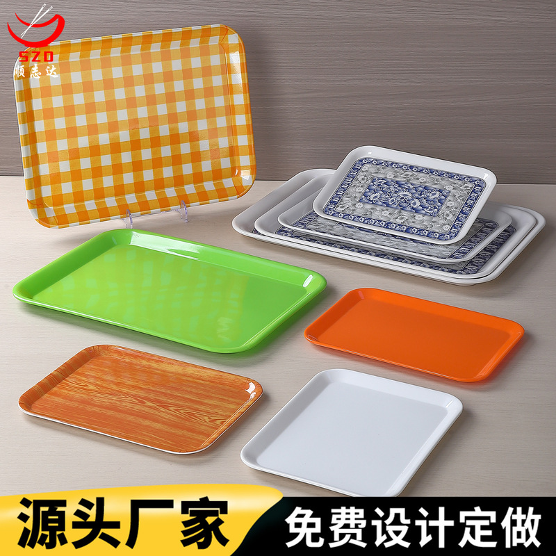 Rectangular Tray for Bread and Cake, Serving Tray for Tea, Kindergarten Plastic Melamine Cup Tray