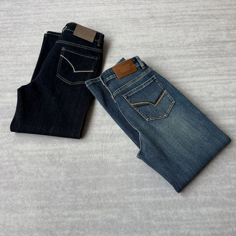 Slimming and Straightening, High Elasticity on All Sides! Cotton + Lyocell High-Waisted Lightweight and Comfortable Small Straight Jeans for Women in Autumn New