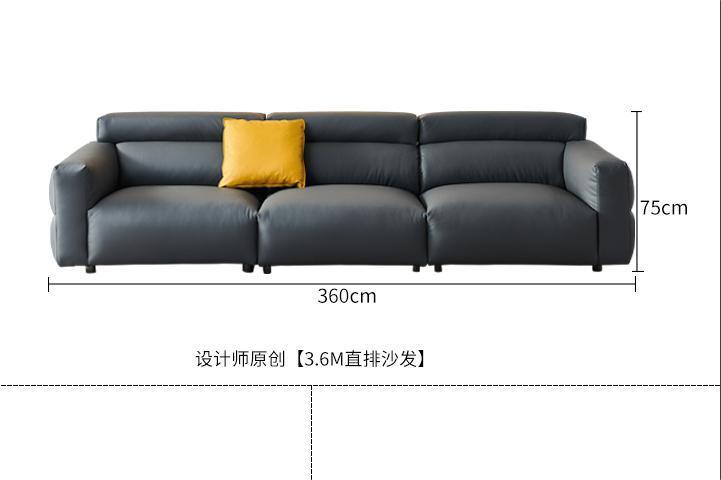 Italiano pequeño sofá de cuero de vaca negro primera capa de piel de vaca sala de estar minimalista pequeño apartamento abajo sofá de cuero negro combinación image 13