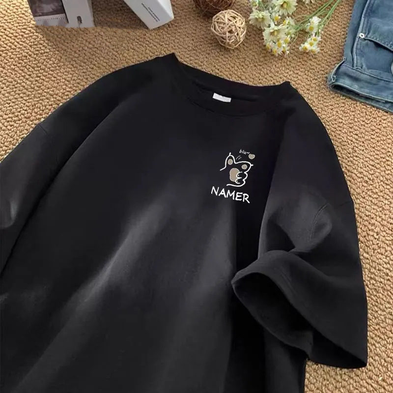 100 Cotton Short-sleeved T-shirt Women's Fashionable Brand Top Clothes Ins Hong Kong Style Half-sleeved Couple's All-match T-shirt for Men 2