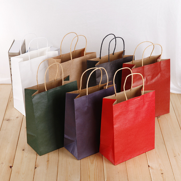 多种颜色尺寸红粉白纯色无字手提纸袋高档礼物饰品纸袋可印刷店名