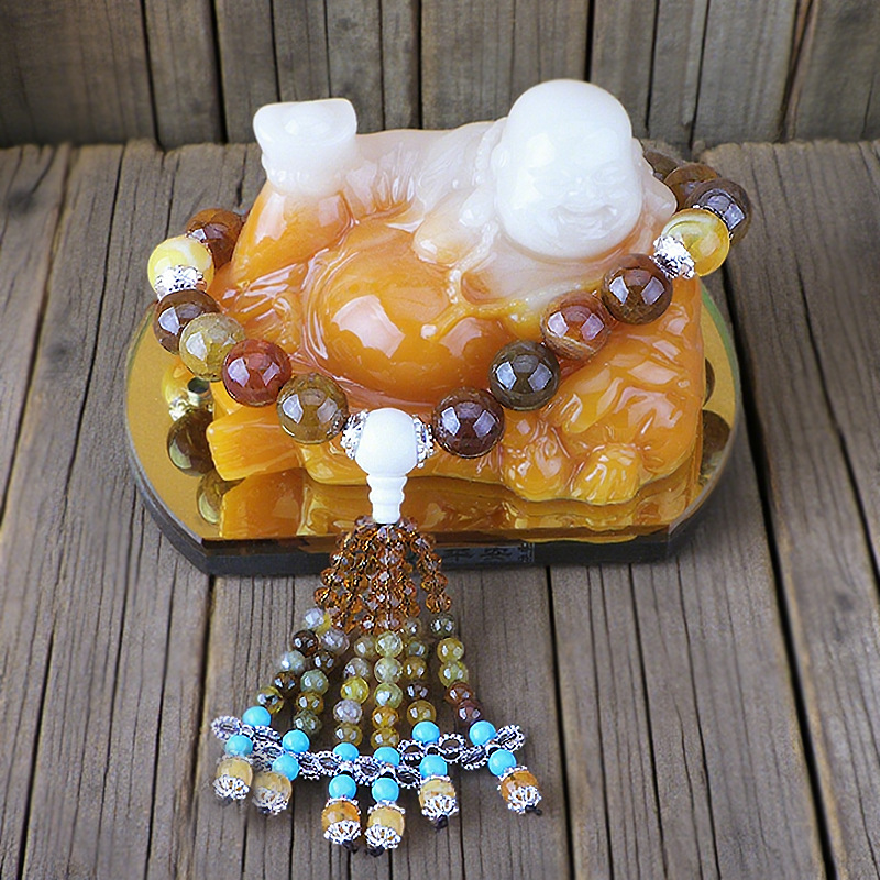 Chezai – Car ornaments Rosary Dragon Vein - dragon-vein-agate-gear-beads-6-strings-buddha-ornament-a