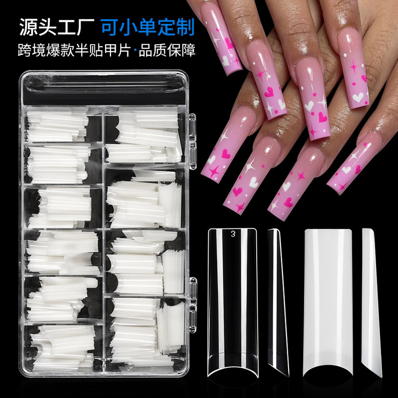 Cross-border European and American nail slices wholesale half-stick nail slices transparent XL water pipe nail slices nail slices fake nails 500 bags Cross-border European and American nail slices wholesale half-stick nail slices transparent XL water pipe nail slices nail slices fake nails 500 bags