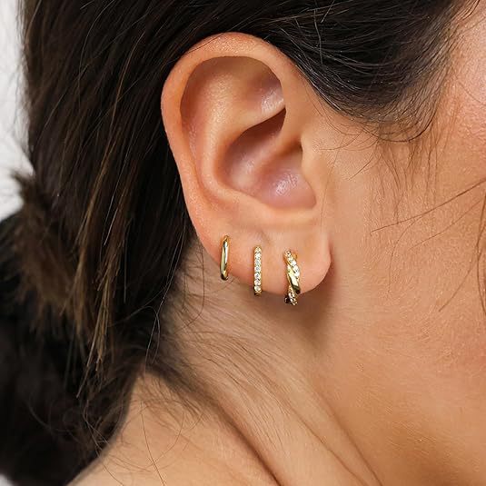 Orecchini a cerchio con diamanti per donna set 3 pezzi gioielli_voghion.com