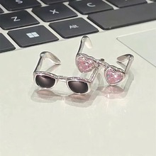 炎炎夏日情侣眼镜对戒小众独特设计感尾戒轻奢高级百搭开口食指戒