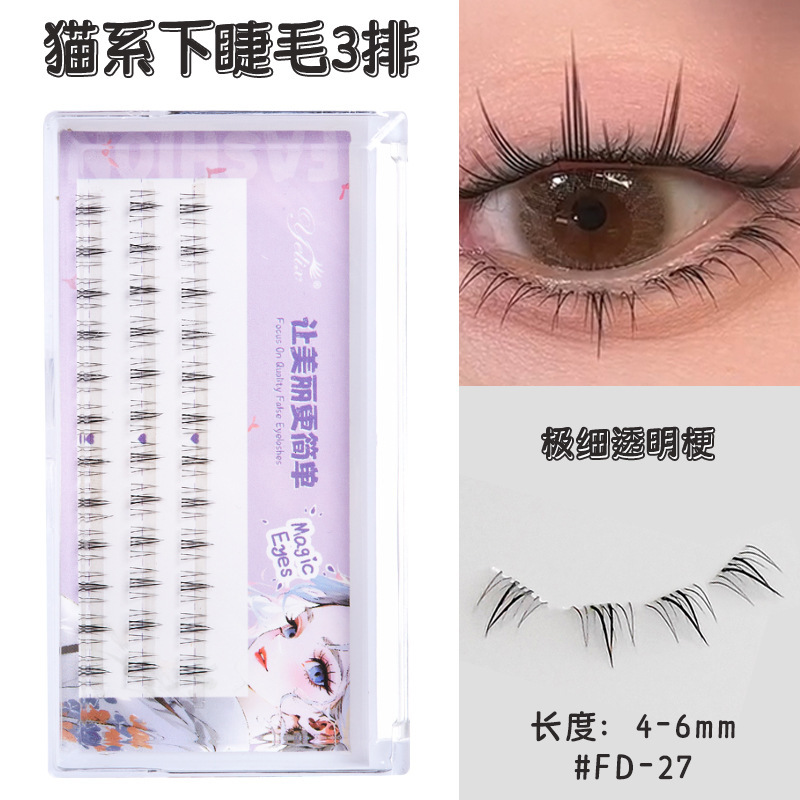 Fábrica de pestañas de espilla de trigo doble punta al por mayor pestañas falsas duras flores de sol naturales densas cómic pestañas sin cola