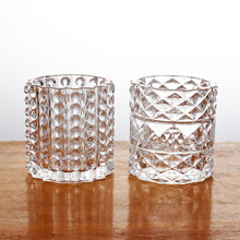 欧式ins风创意玻璃烛台灌蜡烛杯玻璃笔筒桌面收纳盒化妆刷桶